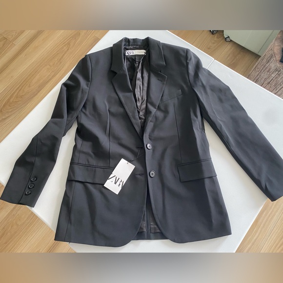 Zara Oversized Wool Blend Jacket Blazer Coat ZW Collection Black size XS NWT - Picture 3 of 16